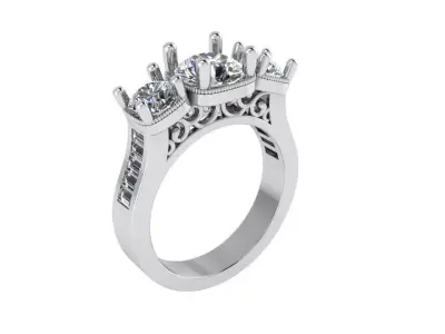 3 Stone Ring 4008 3D print model