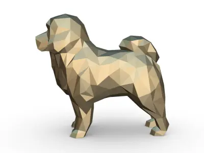 tibetan mastiff low poly 3D print model