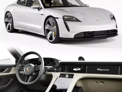 Porsche Taycan and Ioniti Charging Station 3D model