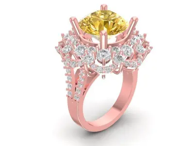 Luxury Cluster Halo Cocktail Ring for Women  702 3D print model