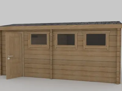 wood garage Low-poly 3D model