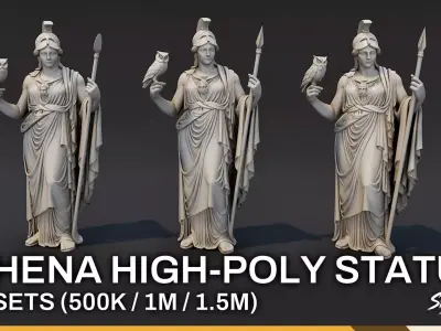 Athena High-Poly Statue Pack 3D model