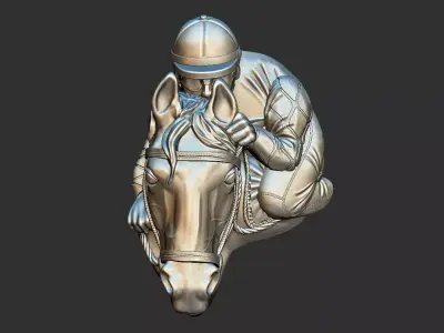 Race Horse With Jockey Front 3D print model