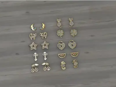 Aretes -Topitos para dama paquete de 10 -v- 3D print model