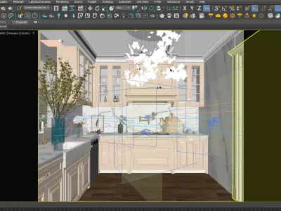 Elegant Modern Classic Kitchen with Marble Accents 3D model