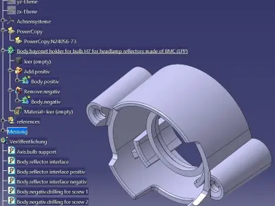 Parametric H7 headlight lamp socket  3D CAD model 3D model