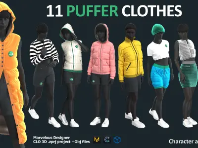 11 PUFFER CLOTHES  - Marvelous clo3d zprj obj fbx 3D model