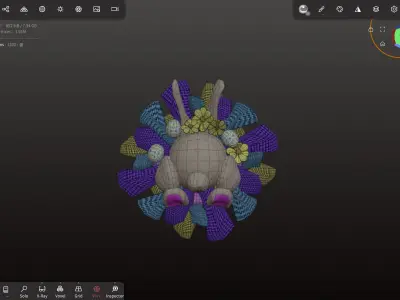 Easter Bunny Wreath Low-poly 3D model