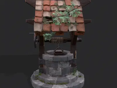 Over Grown Well Low-poly 3D model