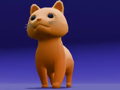 Cartoon Cat Animated Rigged 3D Model Low-poly 3D model