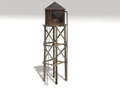 Water tower Low-poly 3D model