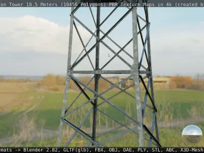 Transmission Tower 18 Meters  Low-poly 3D model