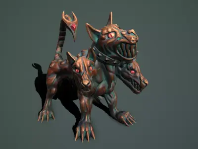 Statue cerberus Low-poly 3D model