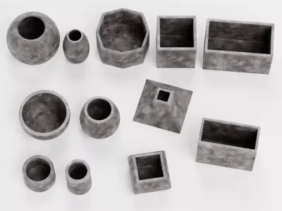 -Concrete Flower Pots- 3D model