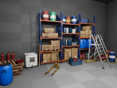 UE4 - Modular Warehouse Props Pack Low-poly 3D model