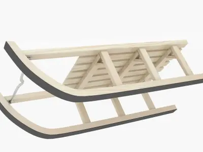 Wooden Snow Sled Low-poly 3D model
