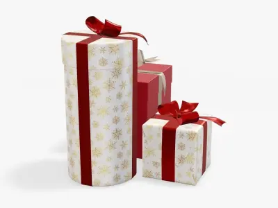 Wrapped Christmas gifts 01 3D model