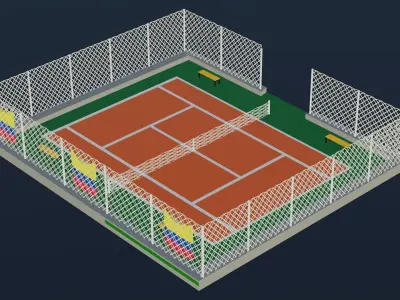 Tennis Court - Colombia Low-poly 3D model