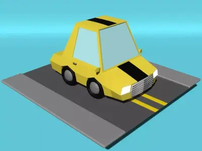 Yellow Car Free low-poly 3D model