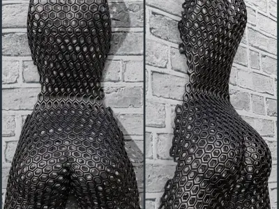 decorative standing and mural body figure Low-poly 3D model