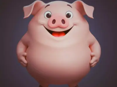 Pig Cartoon 3D model