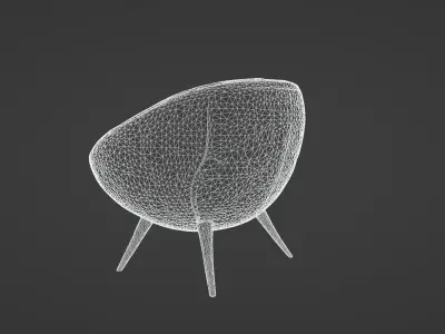 Modern Leather Accent Chair - Mid-Century Style 3D model