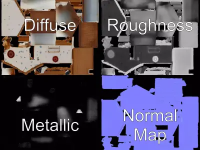 Rustic Stone Cottage model pack Low-poly 3D model