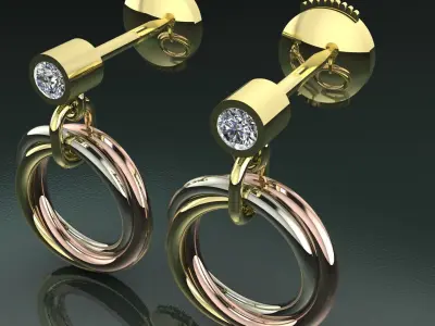 Trinity earrings  brilliant-cut diamonds 3d printing model 3D print model
