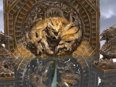 Asian Dragon set with Wall design 3D model