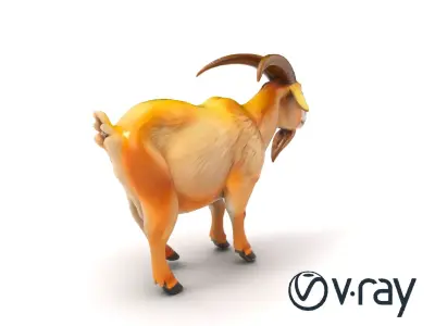 Mountain Goat with Curved Horns 3D model pack Low-poly 3D model