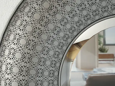 Silver Round Mirror 3D model