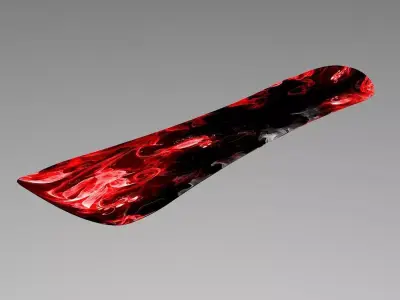 snowboard with smoke 3D model