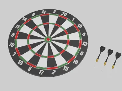 Darts dart board and 3D model