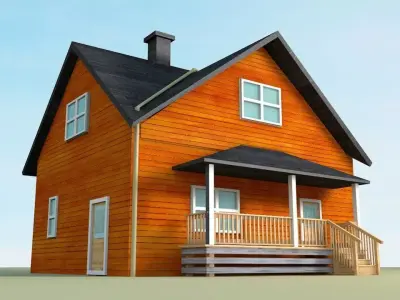 house3 orange house Low-poly 3D model