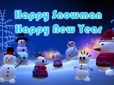 Snowman Merry Christmas Low-poly 3D model
