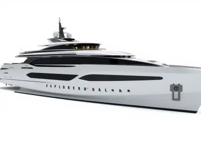 High-Tech Explorer Yacht Ice-Class model pack Low-poly 3D model