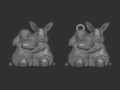 bunny hugging decor  3D print model