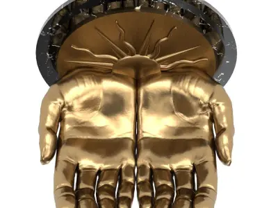 Bronze Hands Candle Holder with Sun 3D Model for CNC Print 3D print model