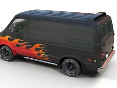 Dodge custom van Low-poly 3D model