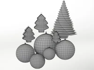 Christmas Baubles Pack PBR Low-poly 3D model