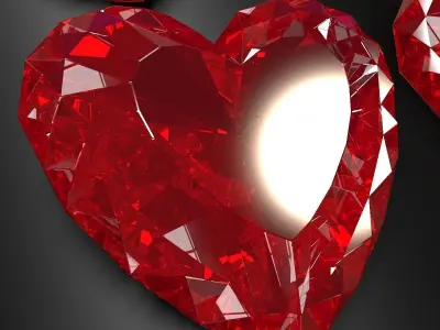 Set Heart shaped gemstone v2 3D model