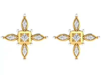 Solitaire Women Stud Earring 3dm STL OBJ FBX Render Details 3D print model get