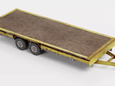 Old Utility Trailer V2 - Drop Deck Vehicle Base Low-poly 3D model