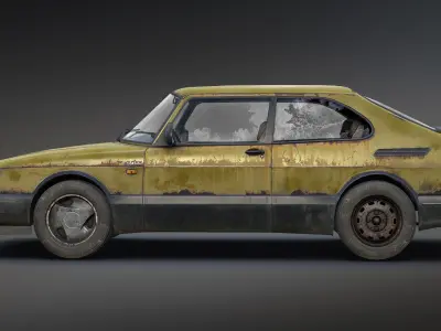 Saab 900 Turbo Rusty Low-poly 3D model