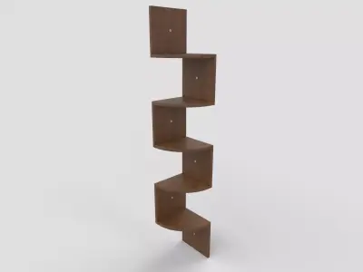 Wooden Corner Wall Shelf Low-poly 3D model