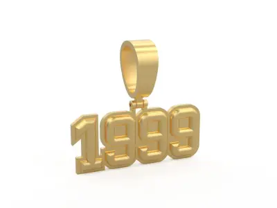 Model 1171 Number 1999 Necklace Curved With Border 3D print model