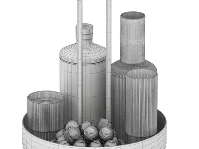 grib tray with ripple carafe and hendrick gin 3D model