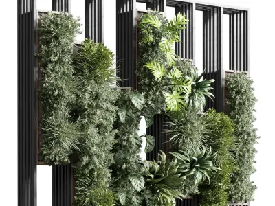 plants set partition in  Vertical graden wall decor box 3D model