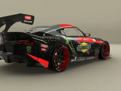 Toyota Supra A90 drift car Low-poly 3D model