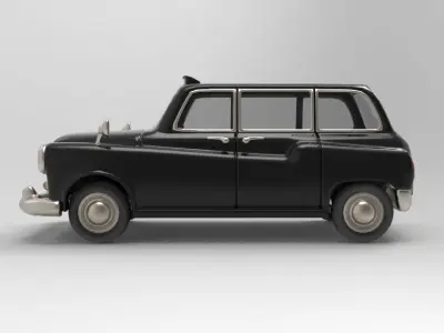 LowPoly Realistic Game Ready Austin FX4 Old Classic London Taxi Low-poly 3D model